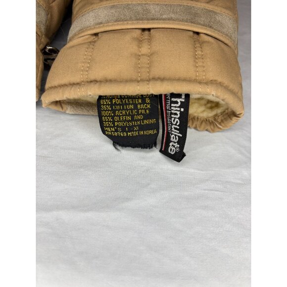 THINSULATE Mitten Mens L/XL Tan Cowhide Warm Ski Snow Board Winter - Picture 3 of 3